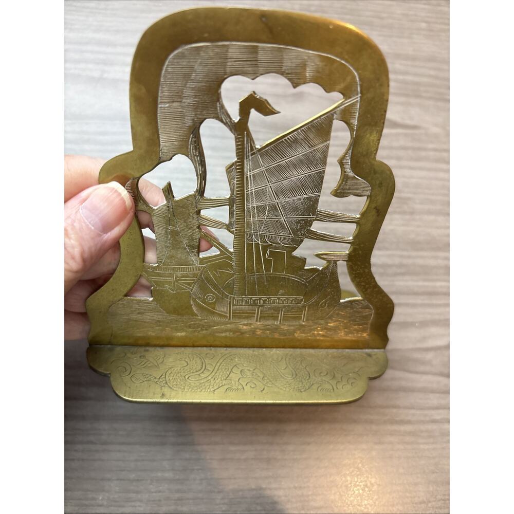 VTG Bronze Ship Bookends Nautical Decor Sailing-Chinh-Dragon - Picture 6 of 13